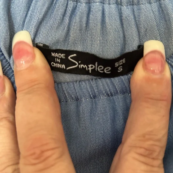 Elegant Blue Off-Shoulder Dress With Ruffles - Picture 2 of 7